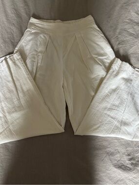 Abercrombie & Fitch white Wide-Leg linen pants